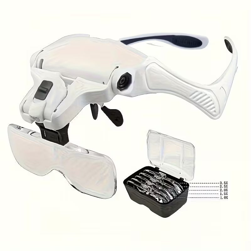 Eyeglasses bracket headband interchangeable magnifier with 2led