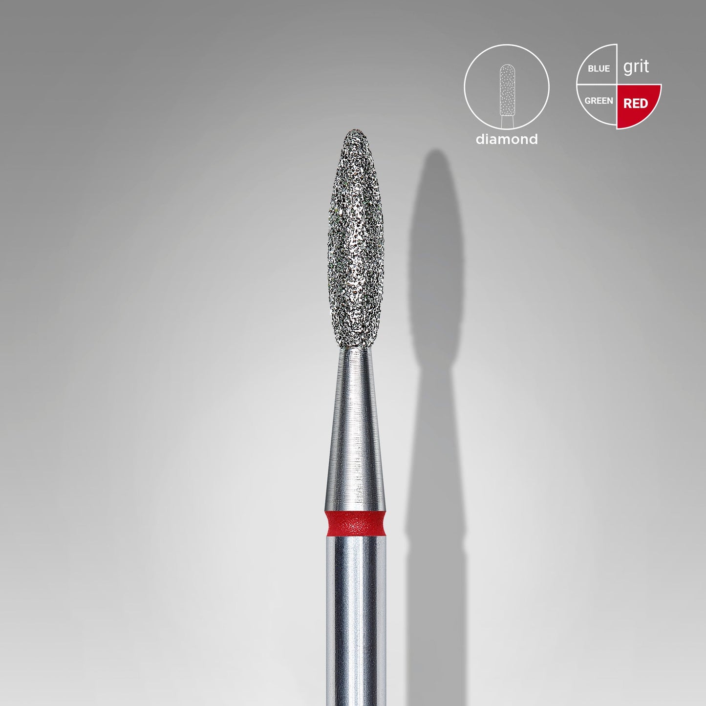 Diamond Nail Drill Bit Flame Red EXPERT Head Diameter 2,1 Mm / Working Part 8 Mm