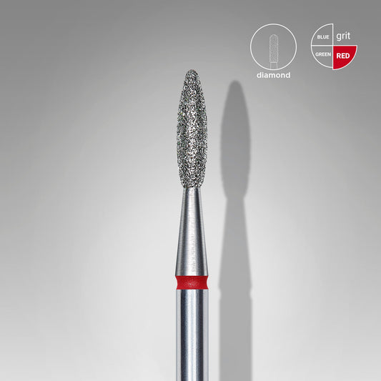 Diamond Nail Drill Bit Flame Red EXPERT Head Diameter 2,1 Mm / Working Part 8 Mm
