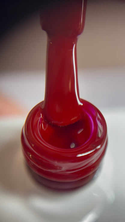 Deep, rich red with a pink-toned undertone. Smooth, glossy finish. TPO & HEMA free.