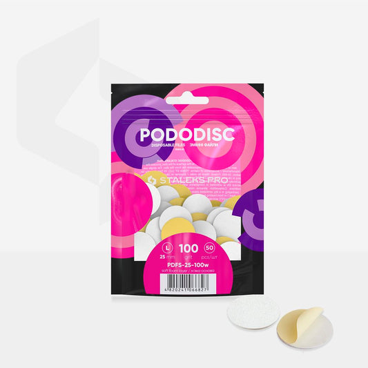 STALEKS Disposable white files on soft foam layer for pedicure disc PODODISC L EXPERT 100 grit