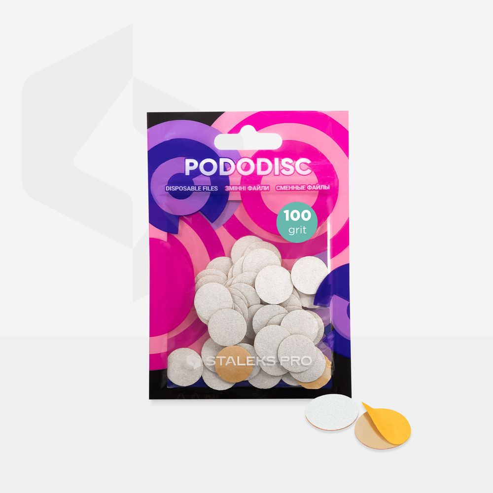 STALEKS Disposable white files on soft foam layer for pedicure disc PODODISC S EXPERT 100 grit