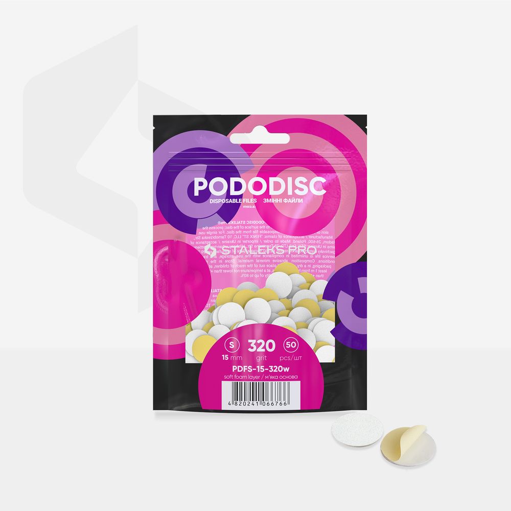 STALEKS Disposable white files on soft foam layer for pedicure disc PODODISC S EXPERT 320 grit