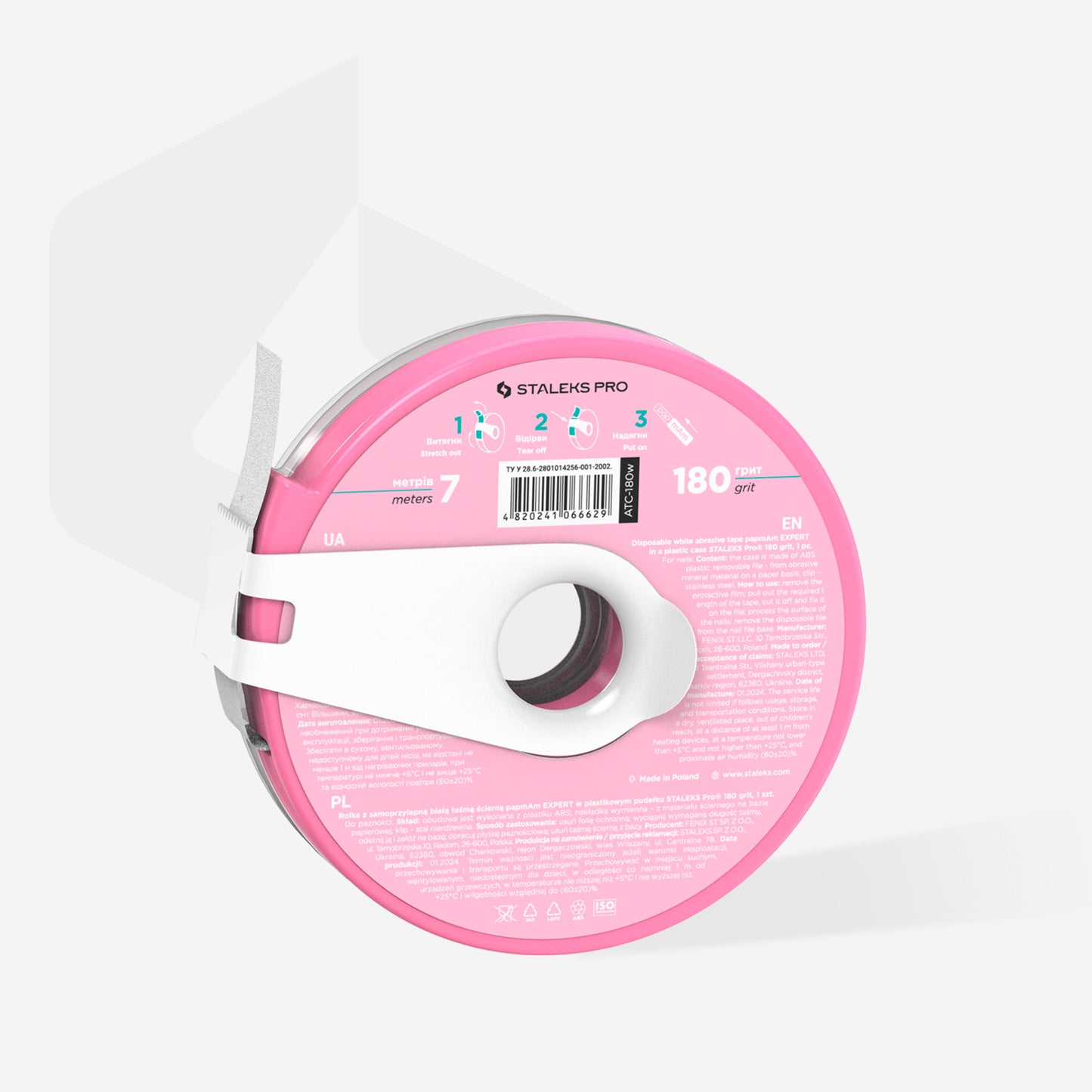 Disposable white abrasive tape papmAm EXPERT in a DONUT CASE