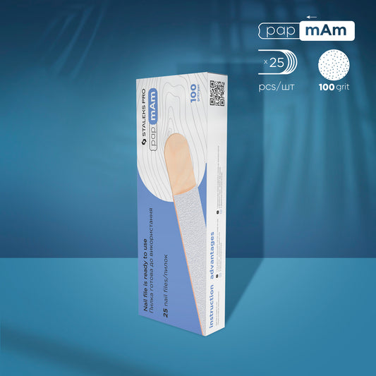 Disposable white files papmAm on soft foam layer and on a wooden base EXPERT 22 (25 pcs)