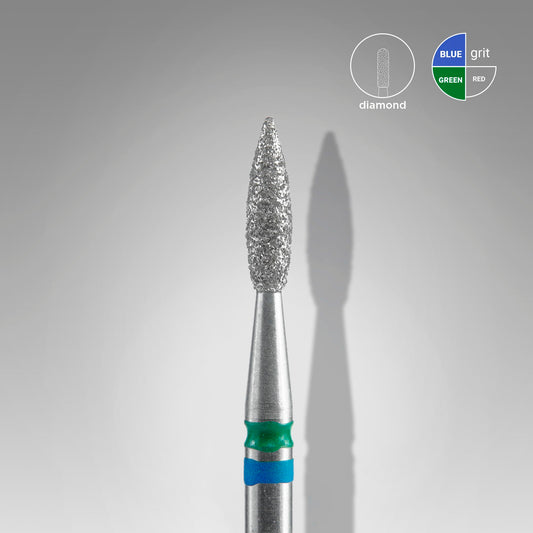 Staleks Diamond nail drill bit DUO flame blue-green EXPERT head diameter 2,1 mm / working part 8 mm