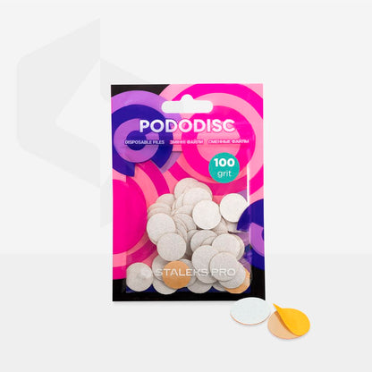 Disposable white files on soft foam layer for pedicure disc PODODISC S EXPERT 100 grit (50 pcs)
